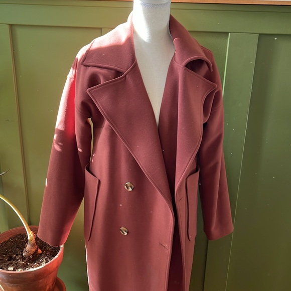 Lassiva Oversized Long Full Length Coat Burnt Orange Brick Red Rust Brown Copper - Picture 2 of 14